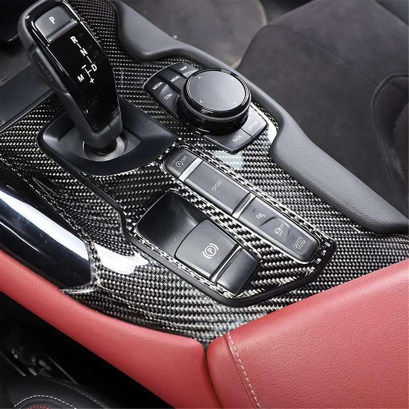for A90 2019-2023 LHD Soft Carbon Fiber Center Control Gear Shift Cover Panel Trim Interior Accessor