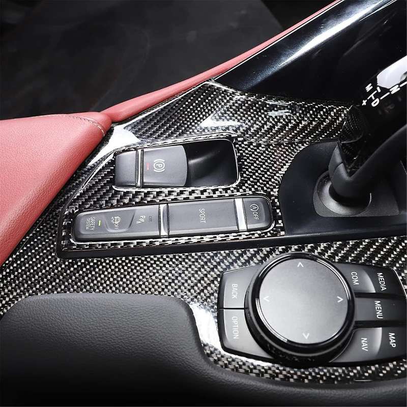 for A90 2019-2023 LHD Soft Carbon Fiber Center Control Gear Shift Cover Panel Trim Interior Accessor