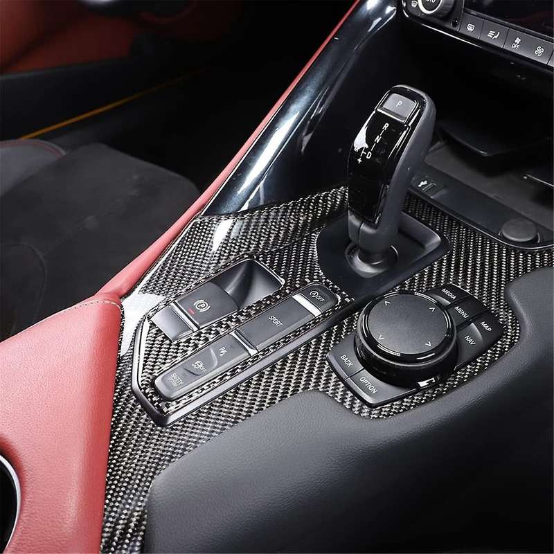 for A90 2019-2023 LHD Soft Carbon Fiber Center Control Gear Shift Cover Panel Trim Interior Accessor