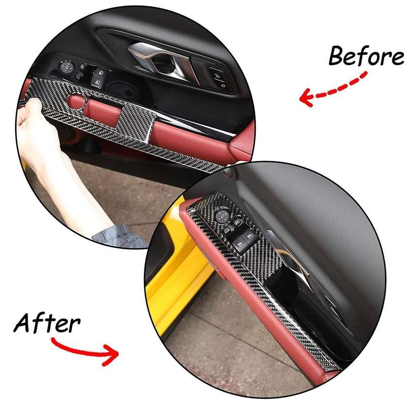 for A90 2019-2023 Soft Carbon Fiber Car Door Armrest Window Switch Panel Sticker Trim Accessories (R