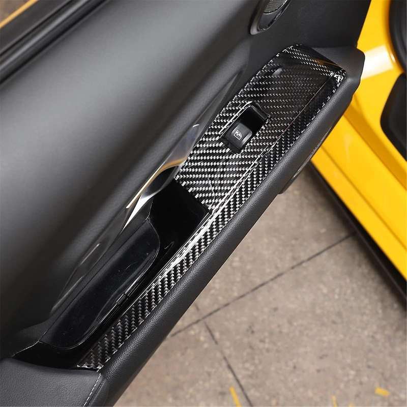 for A90 2019-2023 Soft Carbon Fiber Car Door Armrest Window Switch Panel Sticker Trim Accessories (R