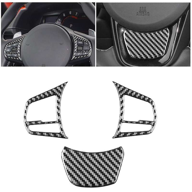 for A90 2019-2023 Soft Carbon Fiber Car Steering Wheel Trim Cover Frame Interior Accessories