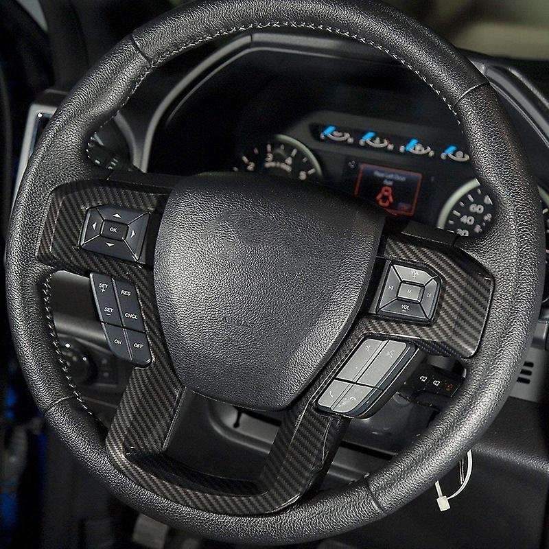 for ABS Carbon Fiber Steering Wheel Trim, Dash Board Cover 2015-2019 , 2017-2019 F250 F350, 4Pcs