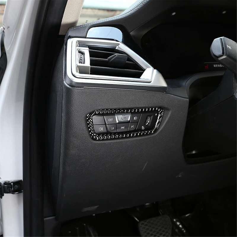 for A90 2019-2023 Soft Carbon Fiber Headlight Switch Cover Trim Frame Interior Accessories