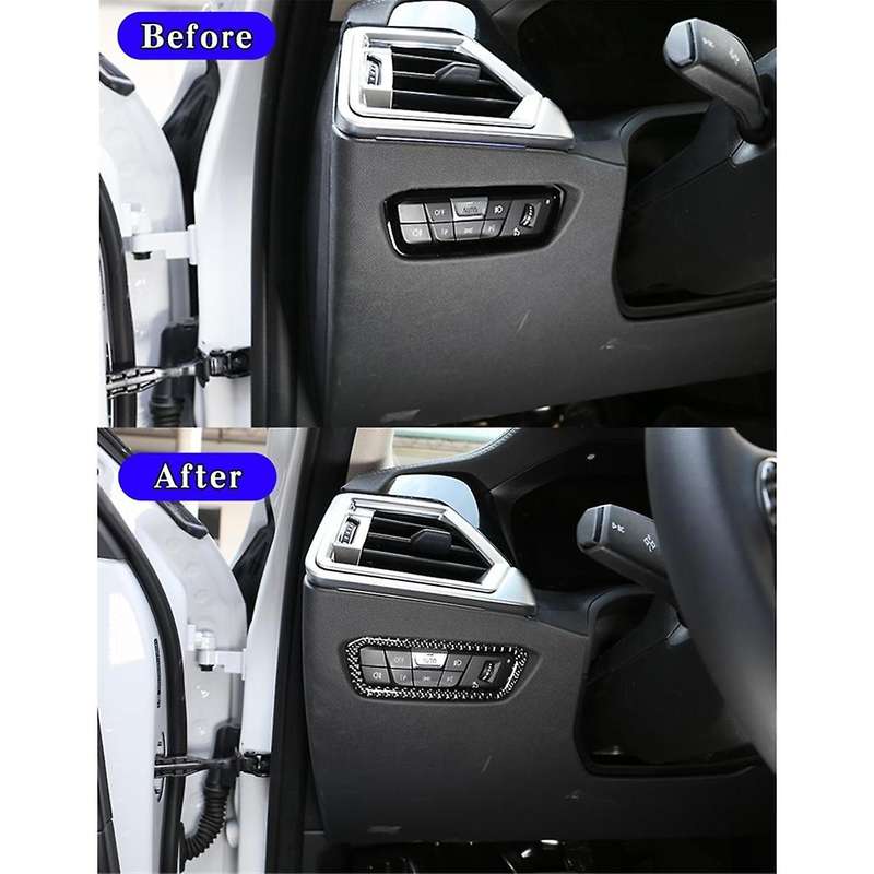 for A90 2019-2023 Soft Carbon Fiber Headlight Switch Cover Trim Frame Interior Accessories