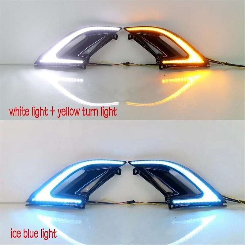 for Accord 23-24 Front Bumper Fog Lamp Led White Daytime Running Lamp+yellow Turn Signal Lamp+blue N