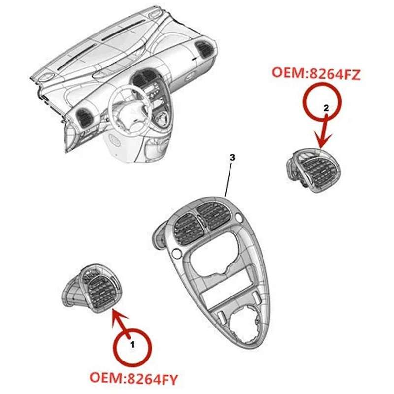 for Air Outlet Instrument Panel Left Right Air Outlet Paddle Assembly 8264FY 8264FZ