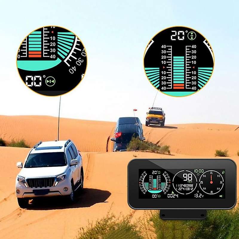 for All Cars M60 Car Gps Hud Speedometer Intelligent Inclinometer Off-road Speed Display Tilt Pitch