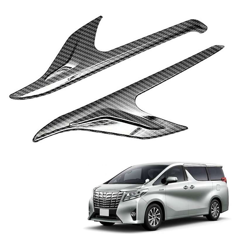for Alphard 2015-2020 ABS Carbon Fiber Front Headlight Lamp Cover Garnish Strip Eyebrow Cover Trim