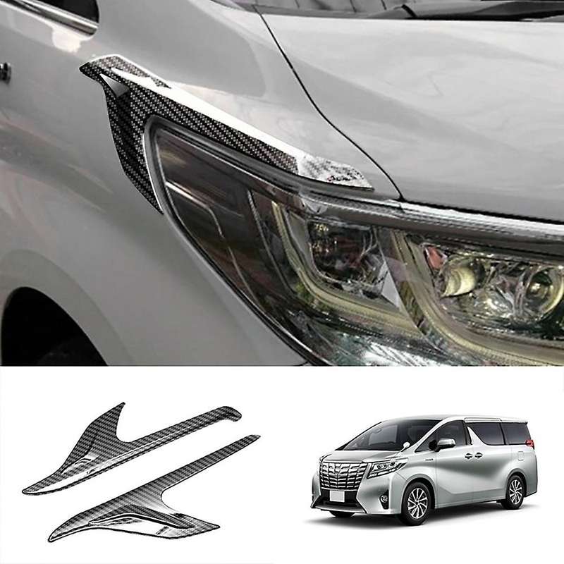 for Alphard 2015-2020 ABS Carbon Fiber Front Headlight Lamp Cover Garnish Strip Eyebrow Cover Trim