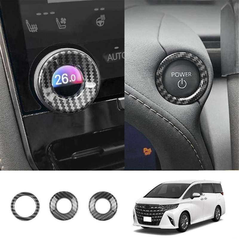 for ALPHARD 40 Series 2023+ Carbon Fiber Engine Start Stop Button Cover and Central Control Knob Tri