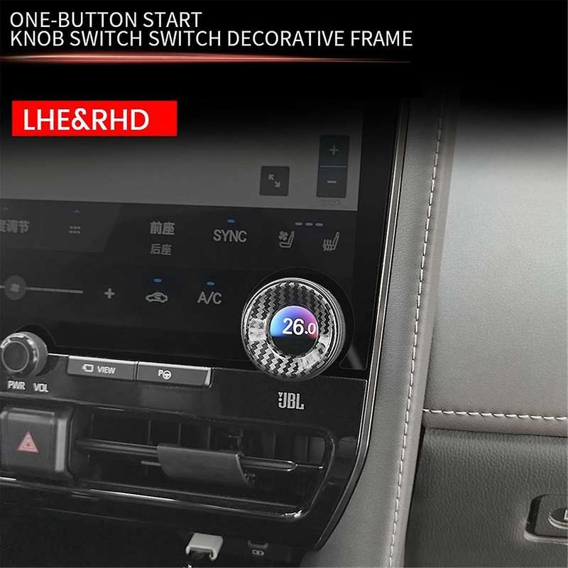 for ALPHARD 40 Series 2023+ Carbon Fiber Engine Start Stop Button Cover and Central Control Knob Tri
