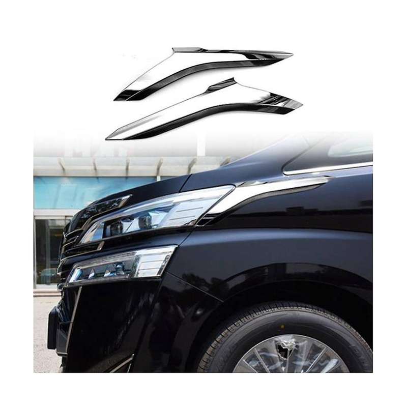 for Alphard Vellfire 2016-2019 Car Abs Chrome Front Headlight Lamp Cover Garnish Strip Eyebrow Cove
