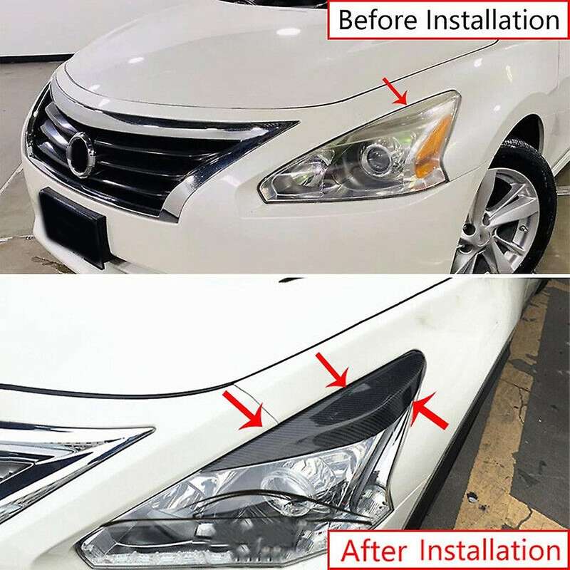 for Altima Teana 2013-2015 Dry Carbon Fiber Front Headlight Lamp Eyebrow Trim Cover Eyelid Molding S