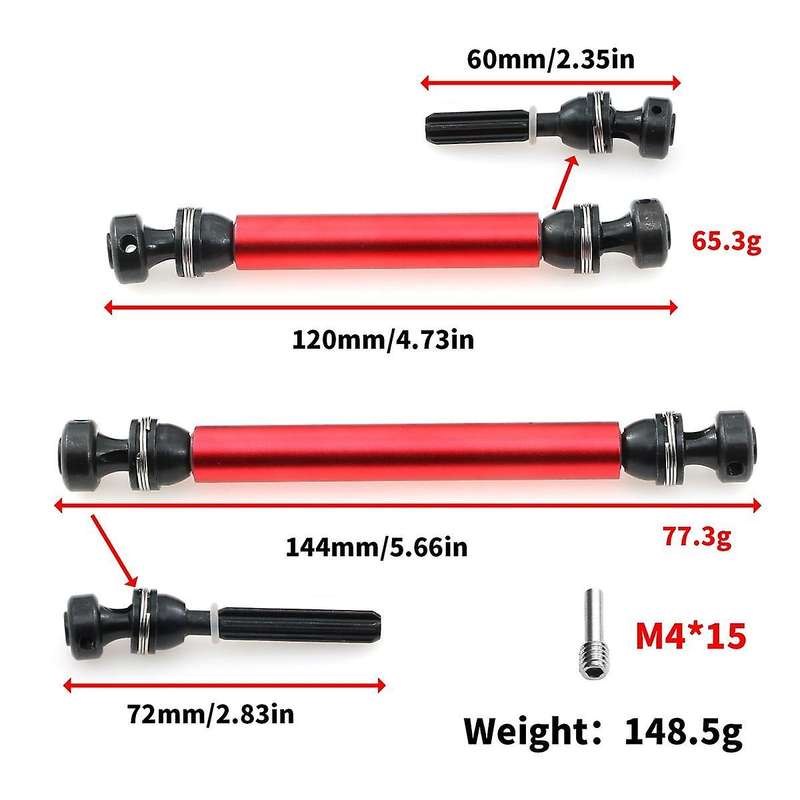 for Axial 1/10 Rbx10 Ryft 4Wd Scale AXI03005 Aluminum Alloy Tube+45 Steel Cvd Head Front and Rear Dr