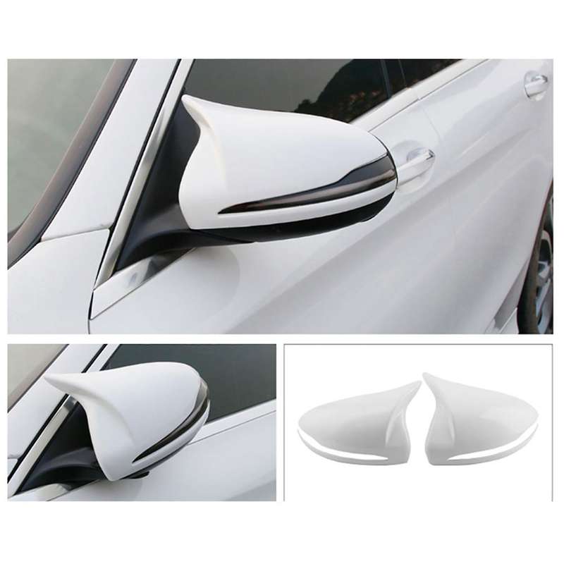 for B C Class W205 W213 W253 Glossy White ABS Side Rear View Mirror Cover Trim Horned Style
