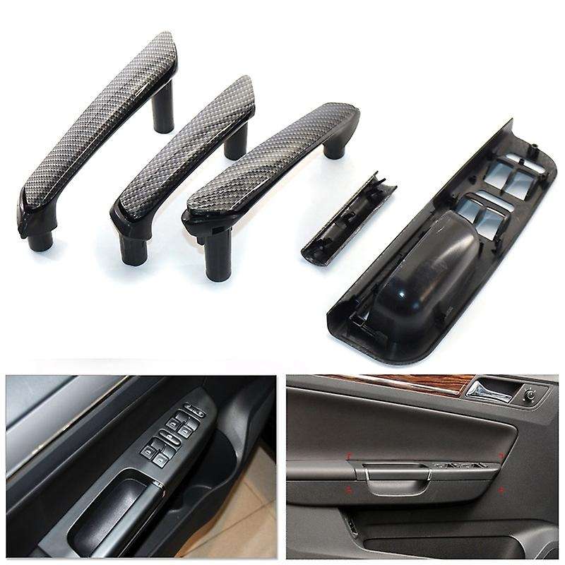 for B5 1998-2005 Carbon Fiber New Interior Door Handle Window Panel Trim 5Pcs