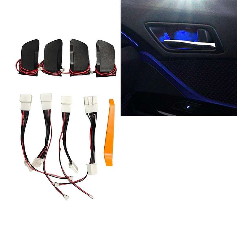 for C- 2018-2023 Inner Door Handle Bowl Atmosphere Light Car Door Bowl Handle Frame LED Ice Blue Lig