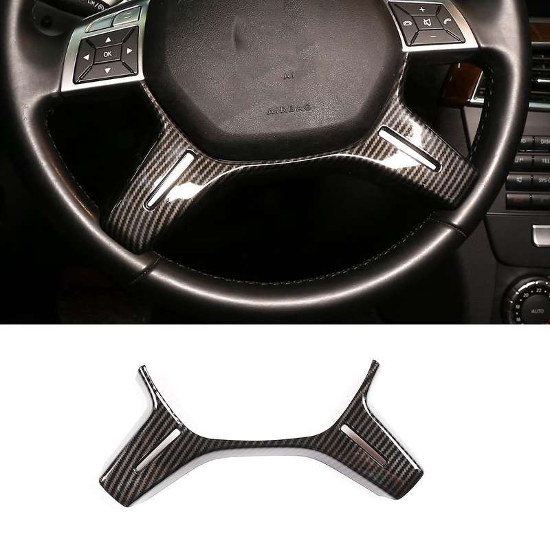 for C Class W204 2011-2013 Carbon Fiber Steering Wheel Frame Panel Cover Decorate Trim
