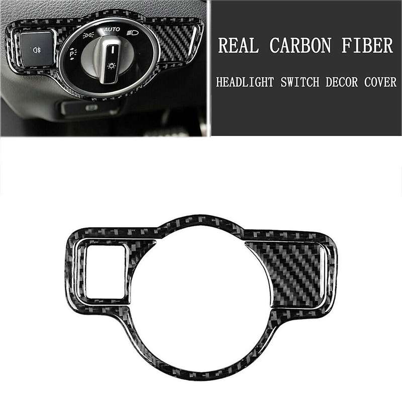 for C Class W204 Real Carbon Fiber Car Headlight Switch Decor Cover Trim