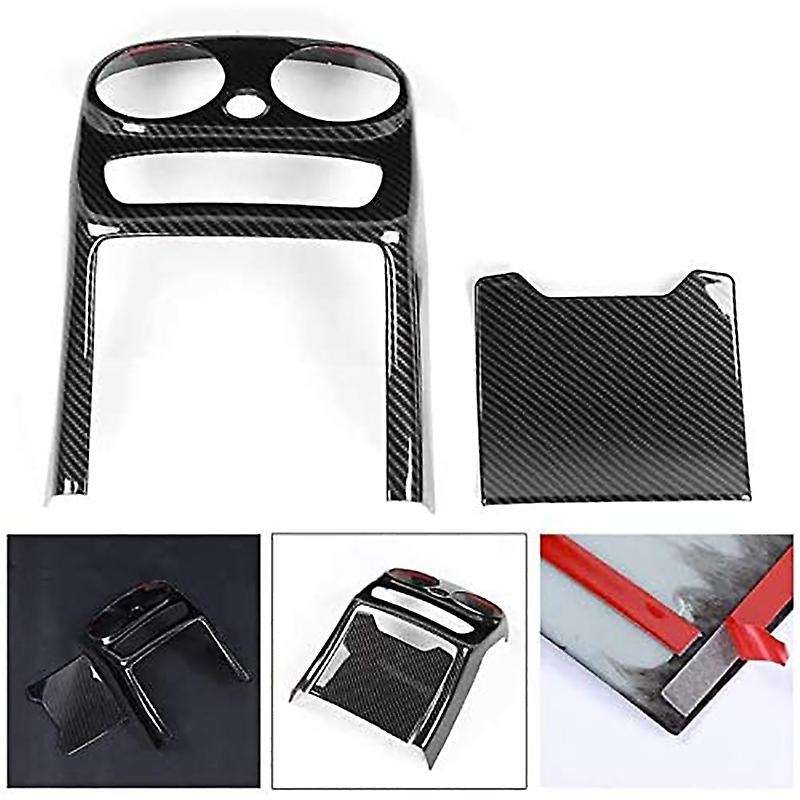 for C Class W205 2019 2020 Car Carbon Fiber Rear Air Outlet Vent Frame Armrest Anti-Kick Cover Trim