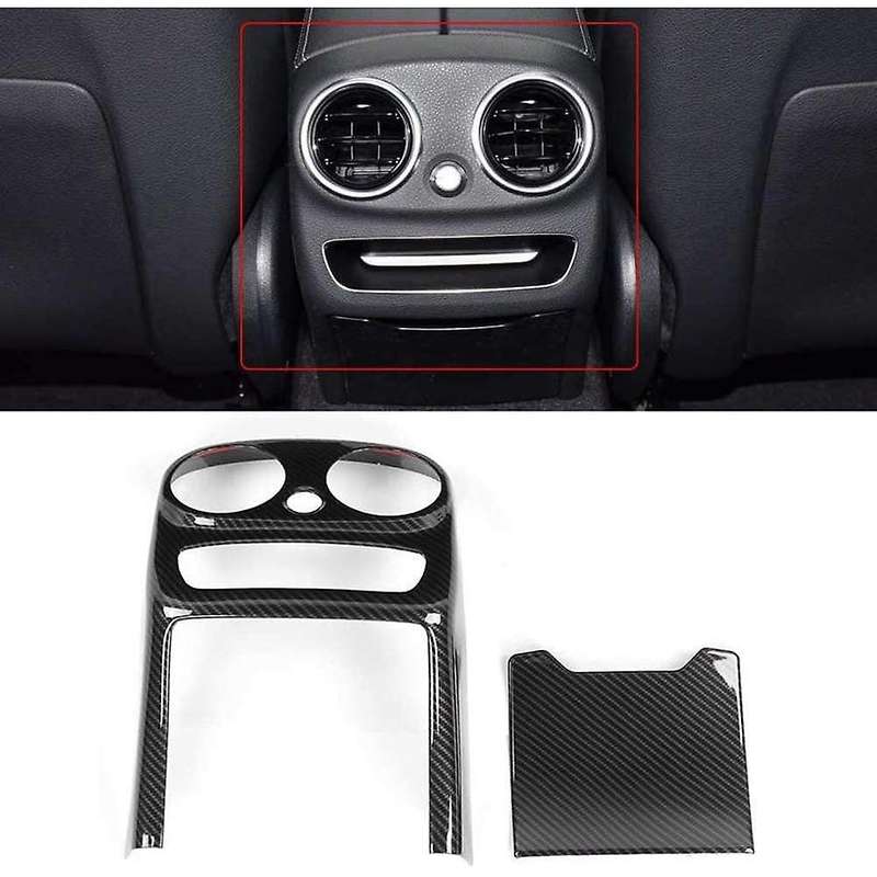 for C Class W205 2019 2020 Car Carbon Fiber Rear Air Outlet Vent Frame Armrest Anti-Kick Cover Trim