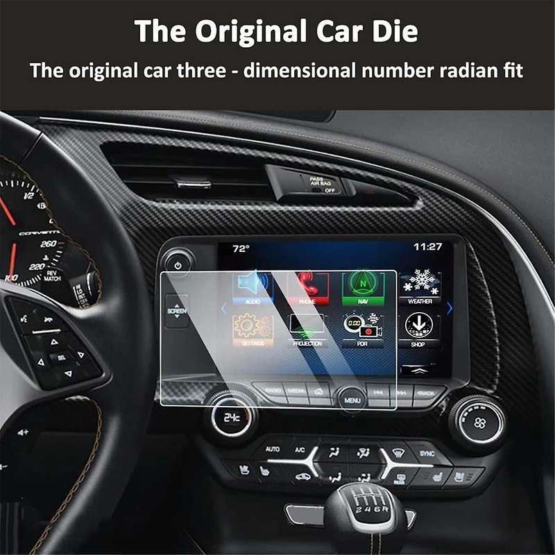 for C7 2014-2019 Car Tempered Glass Center Navigation Display Touchscreen Protective Film