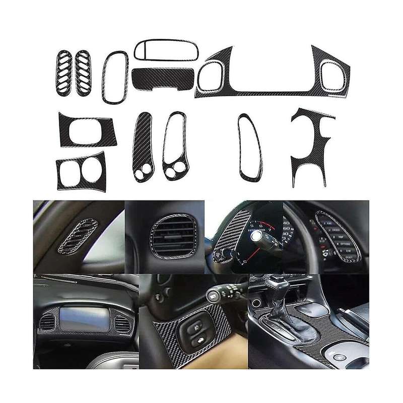 for C5 1998-2004 Carbon Fiber Full Interior Kit Central Control Gear Cover Trim Decoration Sticker,b