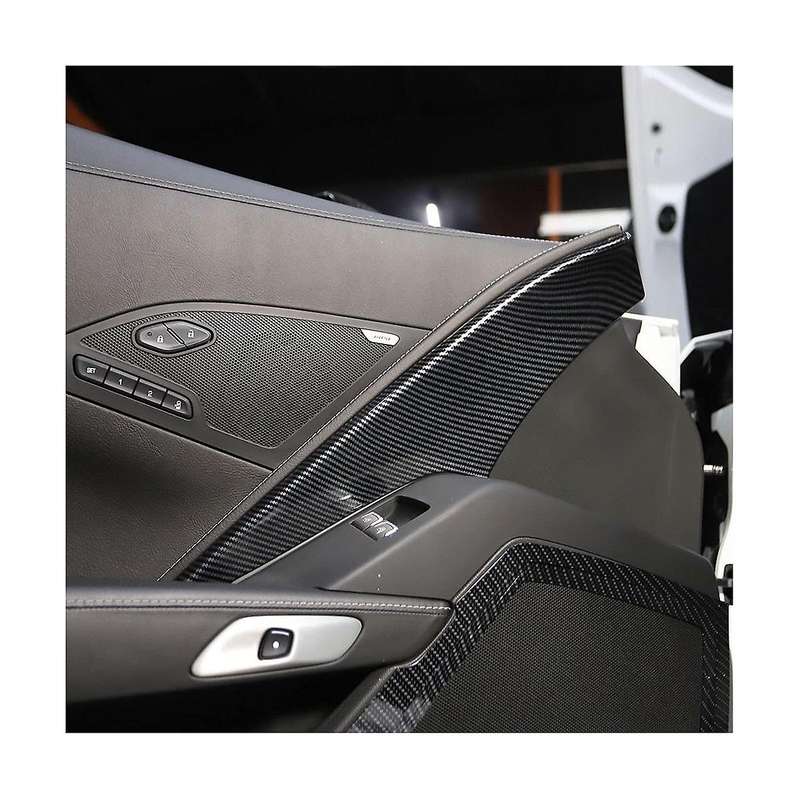 for C7 2014-2019 LHD Dry Carbon Fiber Car Inner Door Panel Decoration Cover Trim Accessories