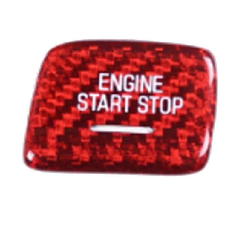 for C7 2014-2019 Real Carbon Fiber Car Start Trim Sticker Engine Start Stop Button Switch Trim Red