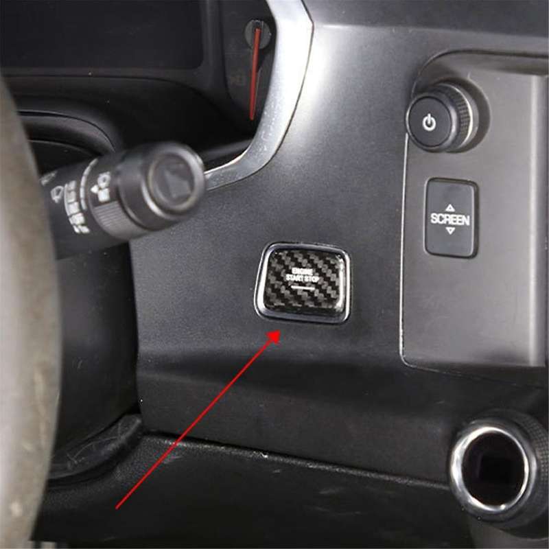for C7 2014-2019 Real Carbon Fiber Car Start Trim Sticker Engine Start Stop Button Switch Trim Black