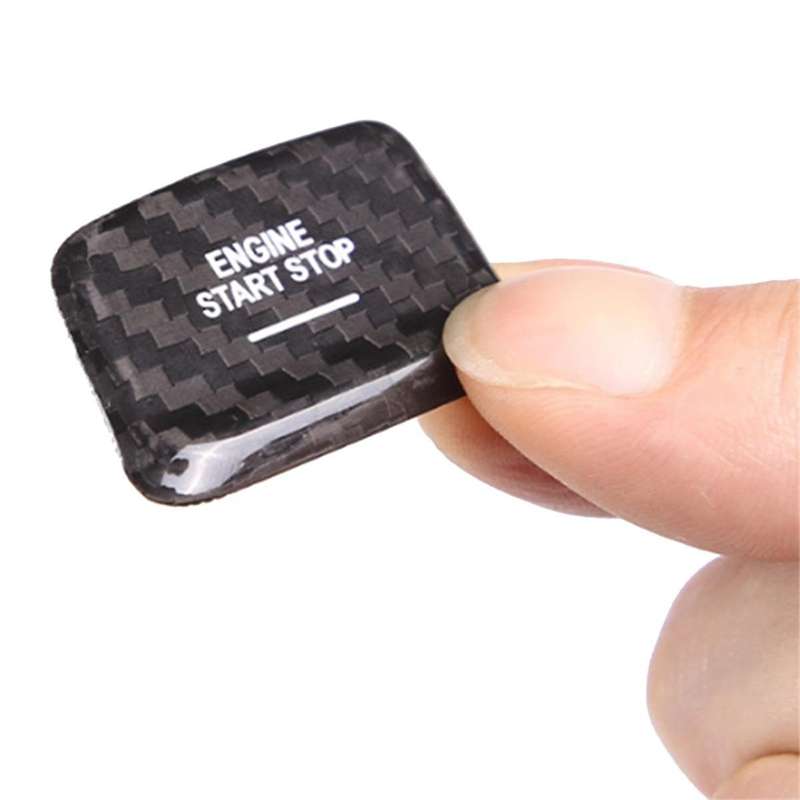 for C7 2014-2019 Real Carbon Fiber Car Start Trim Sticker Engine Start Stop Button Switch Trim Black