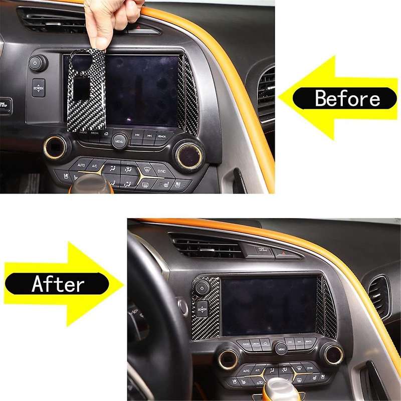 for C7 2014-2019 Soft Carbon Fiber Car Central Console Navigation Panel Frame Cover Trim Sticker Ac