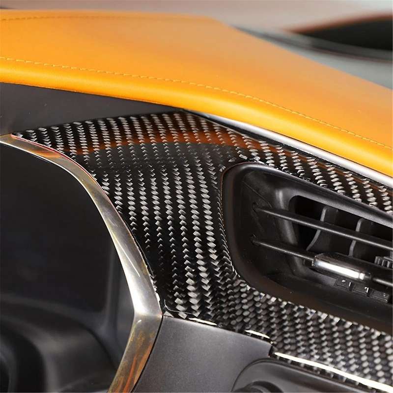 for C7 2014-2019 Soft Carbon Fiber Car Center Console Air Conditioner Outlet Frame Cover Trim Stick