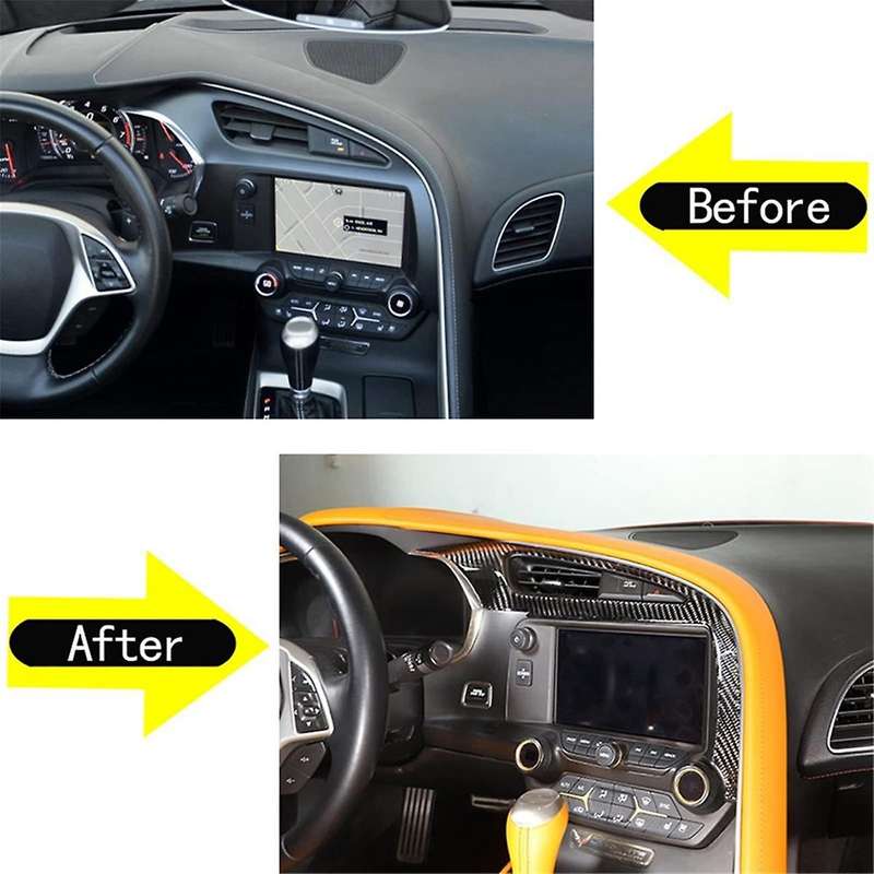 for C7 2014-2019 Soft Carbon Fiber Car Center Console Air Conditioner Outlet Frame Cover Trim Stick