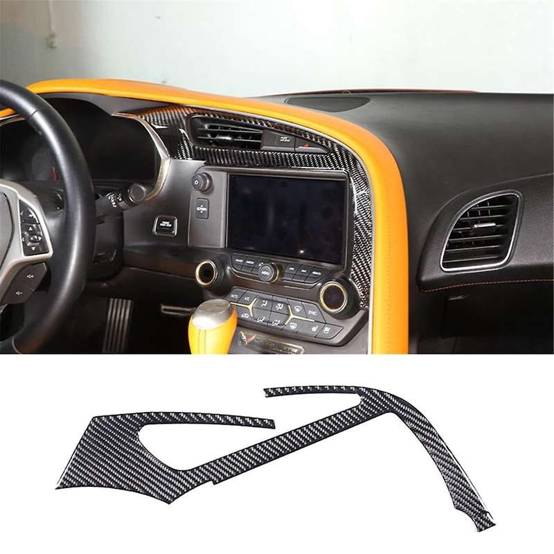 for C7 2014-2019 Soft Carbon Fiber Car Center Console Air Conditioner Outlet Frame Cover Trim Stick