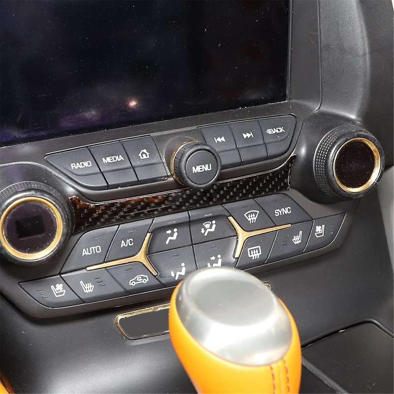 for C7 2014-2019 Soft Carbon Fiber Car Center Navigation Screen Decorative Frame Cover Trim Sticker