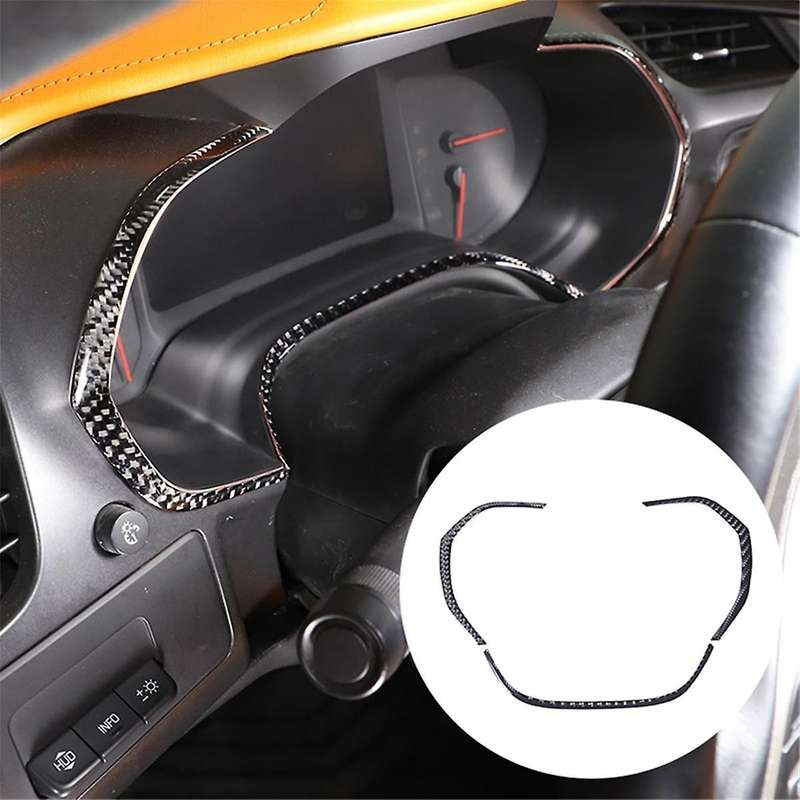for C7 2014-2019 Soft Carbon Fiber Car Dashboard Speedometer Trim Strips Sticker Accessories