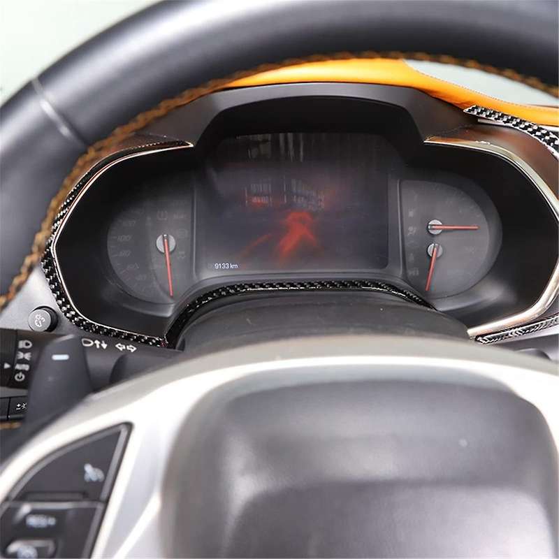 for C7 2014-2019 Soft Carbon Fiber Car Dashboard Speedometer Trim Strips Sticker Accessories