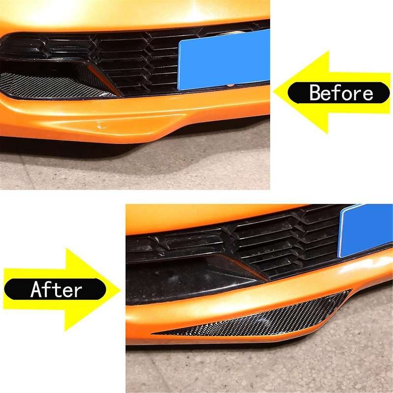 for C7 2014-2019 Soft Carbon Fiber Car Front Bumper Bottom Corner Cover Trim Front Lip Decals Stick