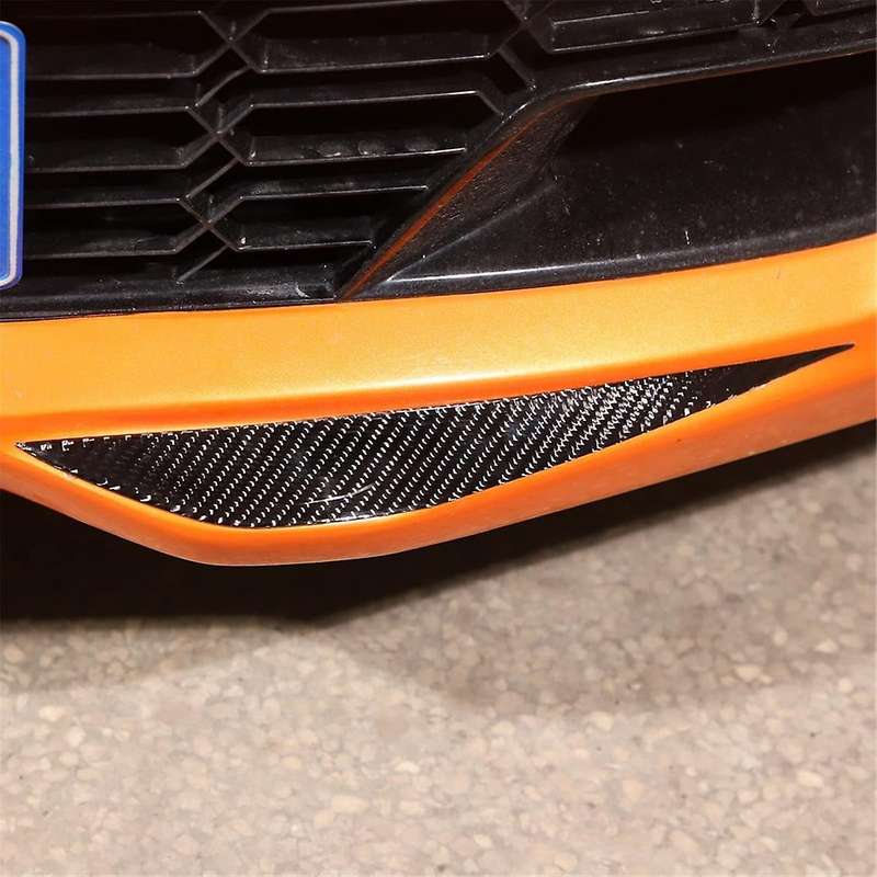 for C7 2014-2019 Soft Carbon Fiber Car Front Bumper Bottom Corner Cover Trim Front Lip Decals Stick