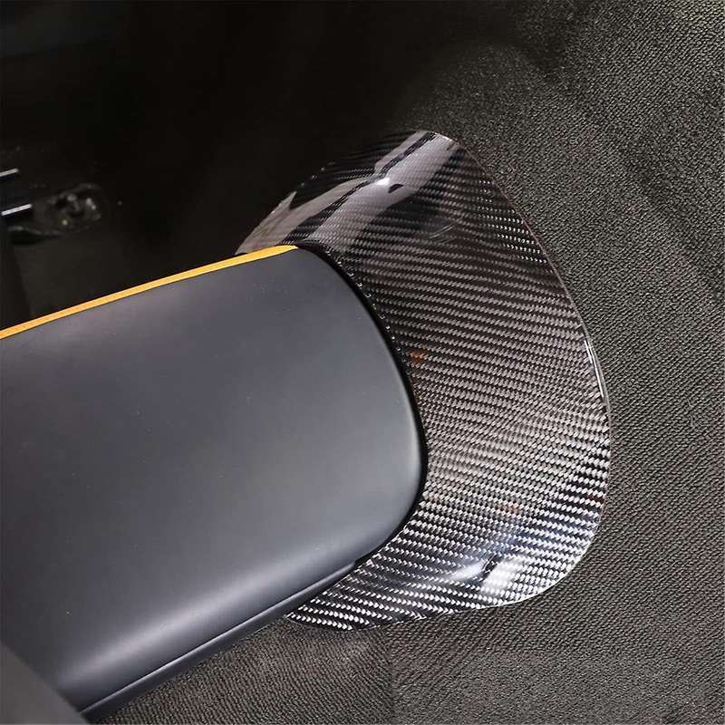 for C7 2014-2019 Soft Carbon Fiber Car Central Control Armrest Box Rear Panel Cover Trim Sticker Ac