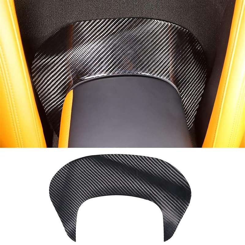 for C7 2014-2019 Soft Carbon Fiber Car Central Control Armrest Box Rear Panel Cover Trim Sticker Ac