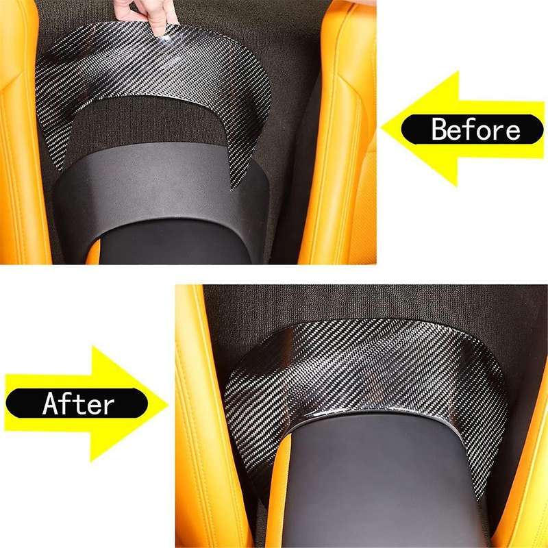 for C7 2014-2019 Soft Carbon Fiber Car Central Control Armrest Box Rear Panel Cover Trim Sticker Ac