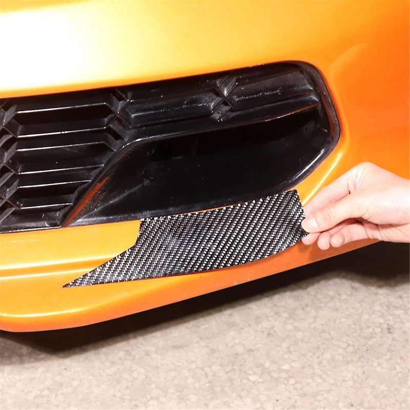 for C7 2014-2019 Soft Carbon Fiber Car Front Bumper Side Trim Cover Air Inlet Splitters Trim Sticke