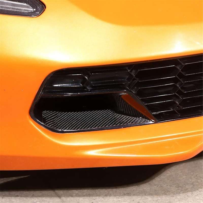 for C7 2014-2019 Soft Carbon Fiber Car Front Bumper Side Trim Cover Air Inlet Splitters Trim Sticke