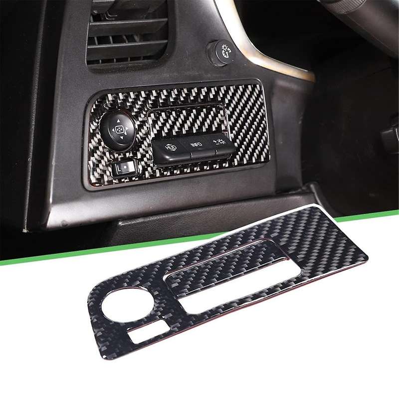 for C7 2014-2019 Soft Carbon Fiber Car Headlight Switch Frame Trim Cover Interior Accessories