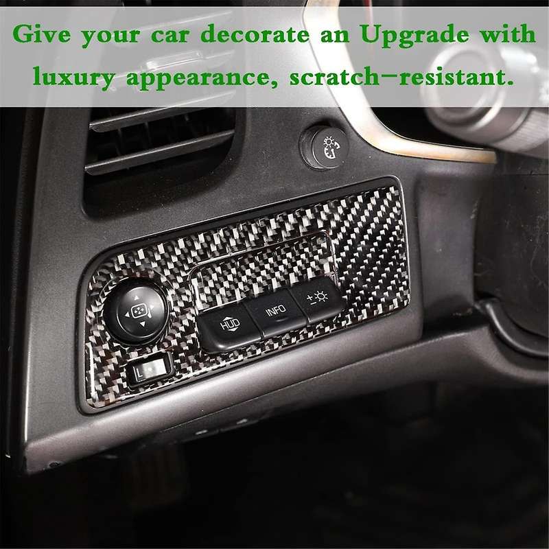 for C7 2014-2019 Soft Carbon Fiber Car Headlight Switch Frame Trim Cover Interior Accessories