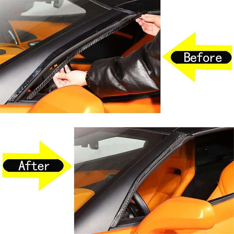 for C7 2014-2019 Soft Carbon Fiber Car Front Windshield a Pillar Strip Trim Sticker Accessories
