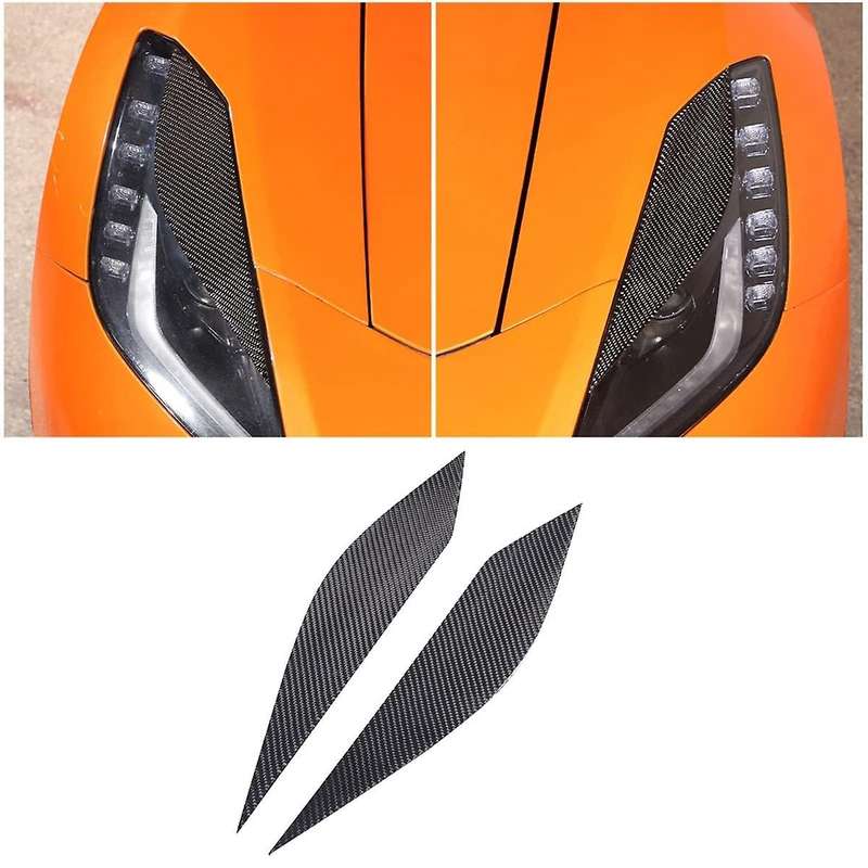 for C7 2014-2019 Soft Carbon Fiber Car Headlight Eyebrows Sticker Trim Headlight Decoartive Sticker